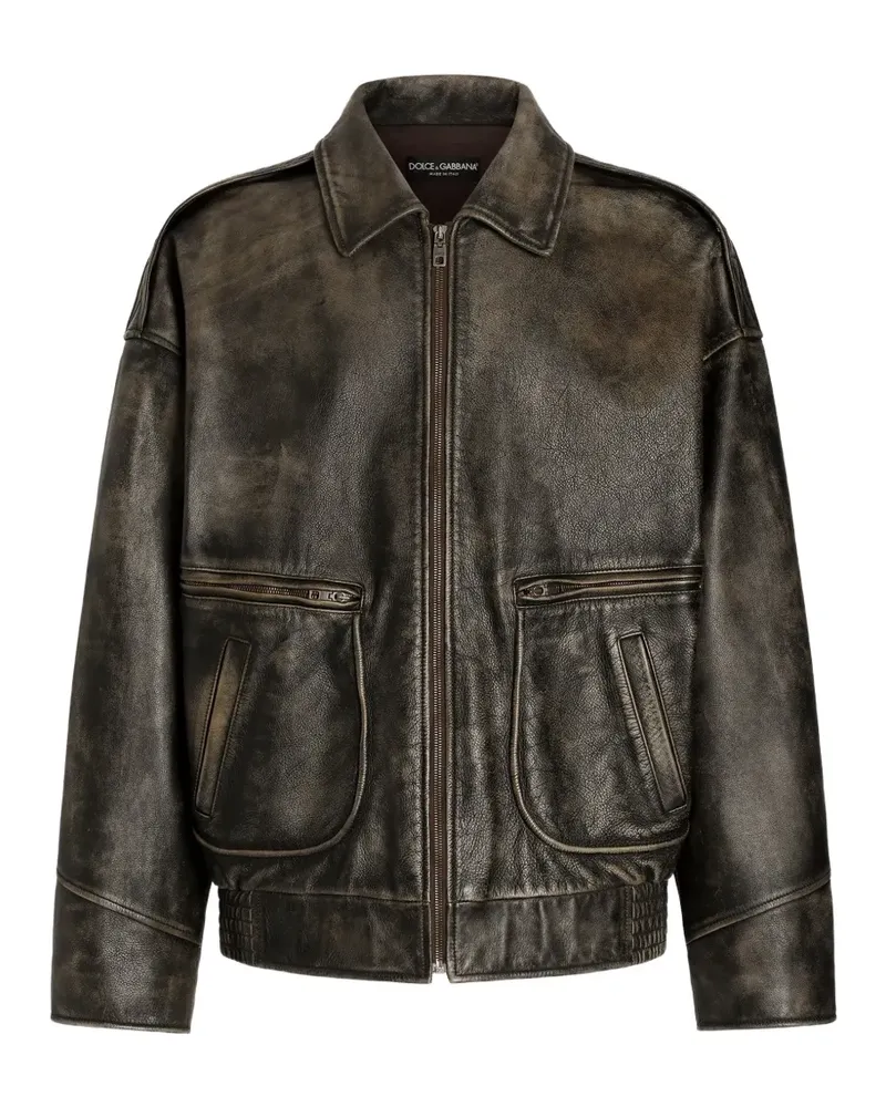 Dolce & Gabbana Bull Lederjacke - Braun Braun