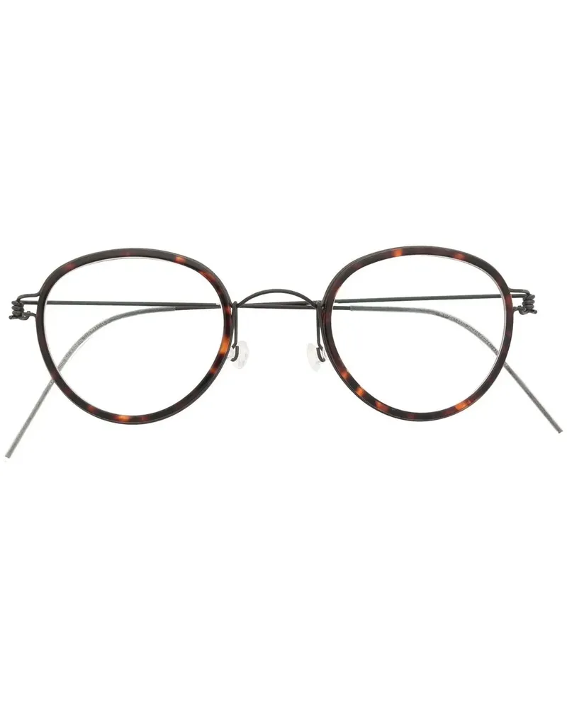 Lindberg Runde Brille in Schildpattoptik - Schwarz Schwarz