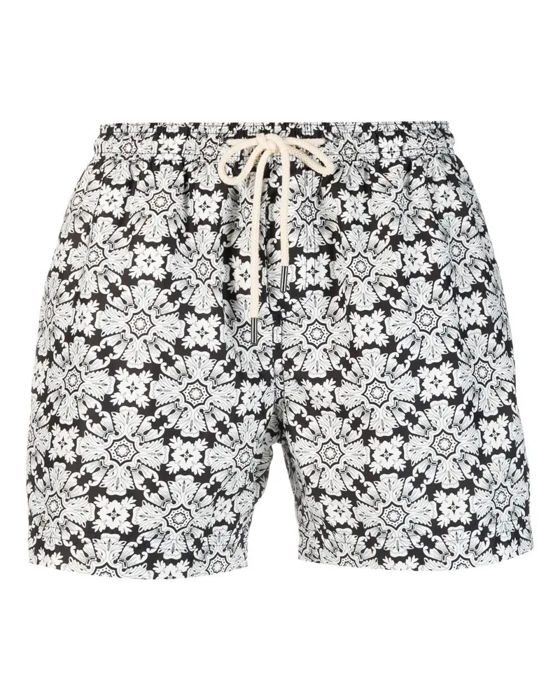 PENINSULA Badeshorts mit geometrischem Print Schwarz