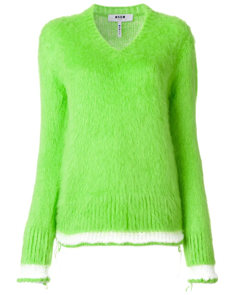 MSGM Pullover mit V-Ausschnitt - Grün Grün
