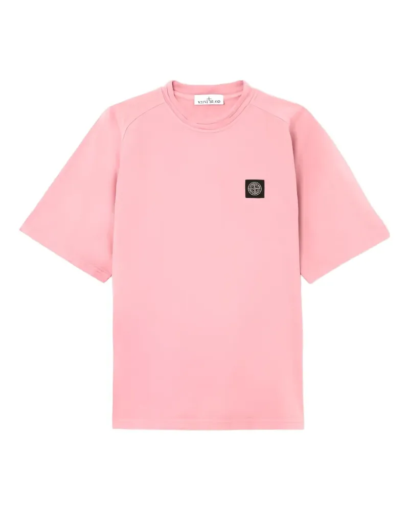 Stone Island T-Shirt mit Logo-Patch - Rosa Rosa
