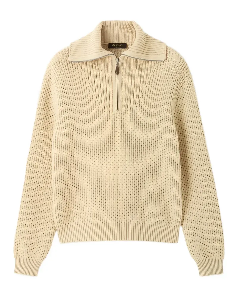Loro Piana Shivling Pullover mit Waffelstrick-Muster - Nude Nude