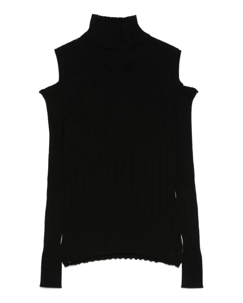 D.EXTERIOR Gerippter Pullover mit Cut-Outs - Schwarz Schwarz