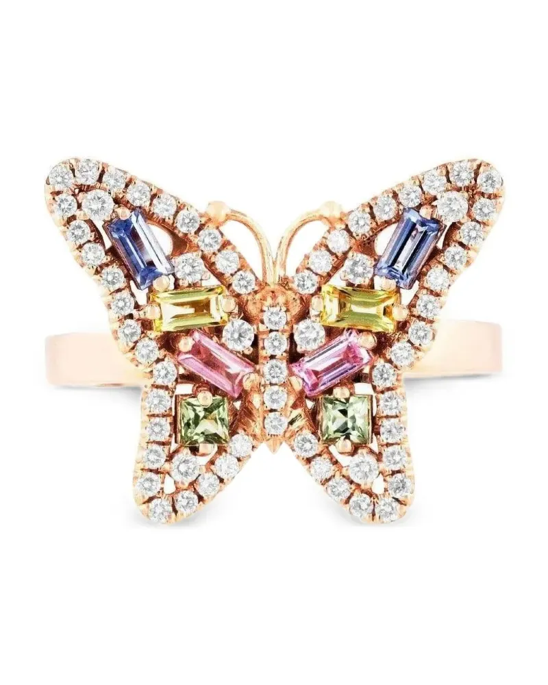 Suzanne Kalan 18K rose gold Fireworks Butterfuly sapphire and diamonds ring Gold