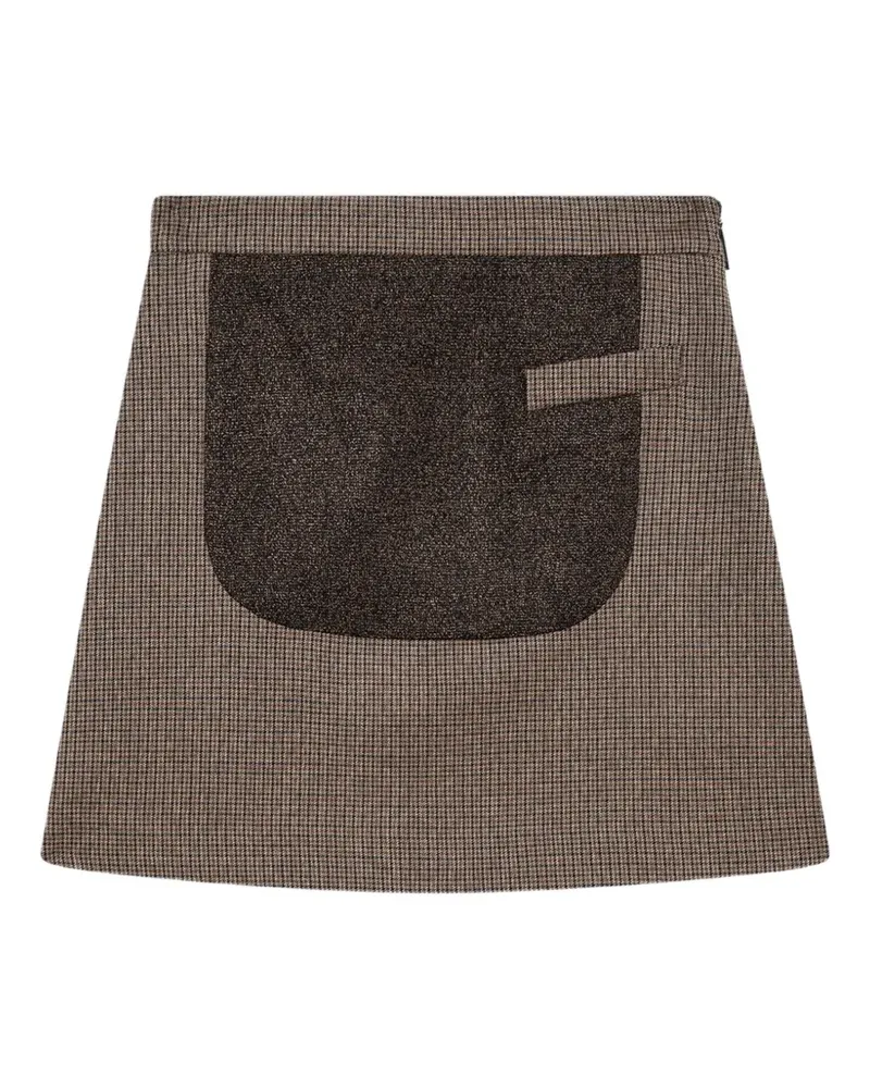MSGM Minirock mit Hahnentrittmuster und Patch - Braun Braun