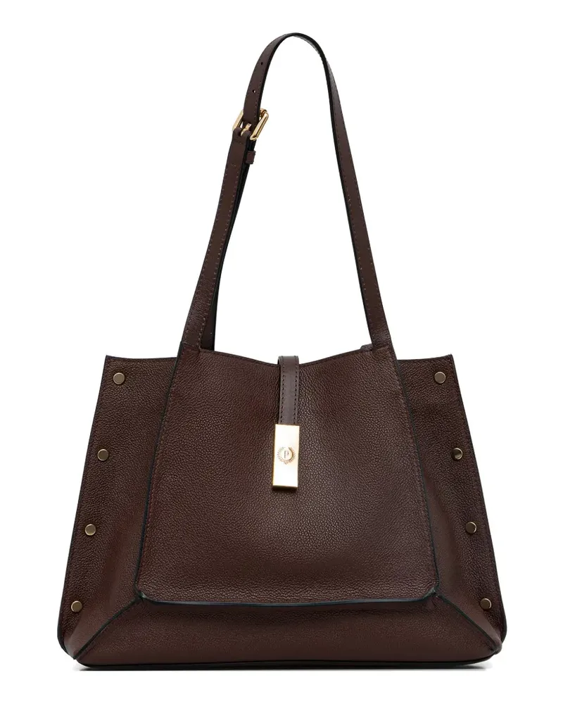 Pollini studded pebbled tote bag - Braun Braun