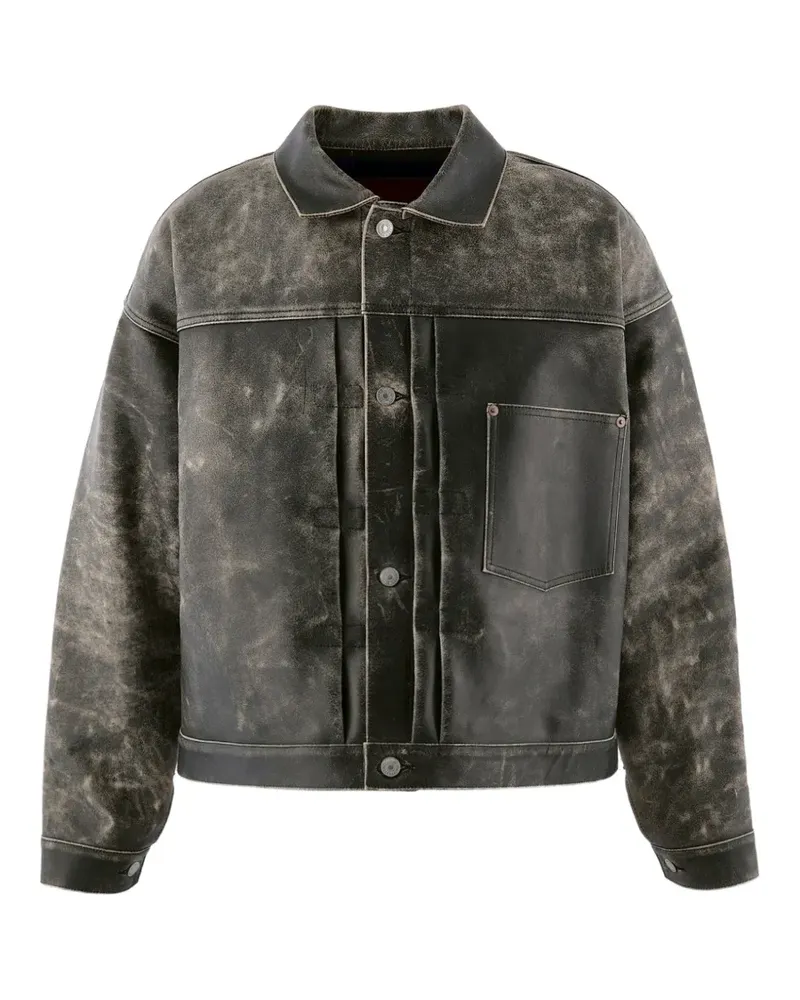 SAINT MXXXXXX distressed leather jacket - Schwarz Schwarz