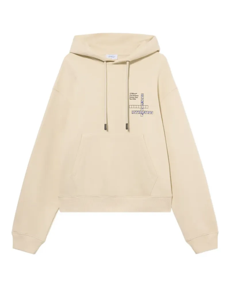 OFF-WHITE logo-print drawstring hoodie - Nude Nude
