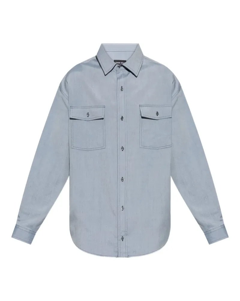 Giorgio Armani Hellblaues Hemd mit Knöpfen Blau