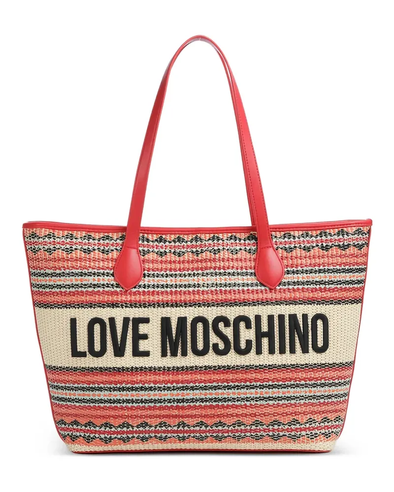 Moschino striped logo-detail tote bag - Rot Rot