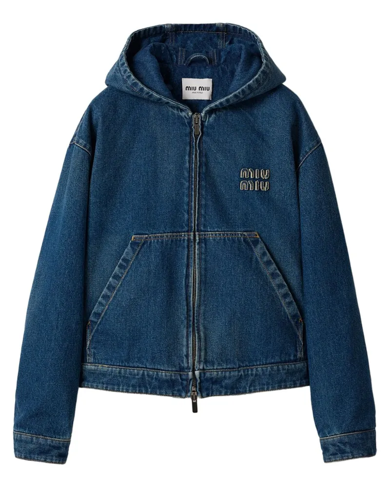 Miu Miu Jeansjacke mit Kapuze - Blau Blau
