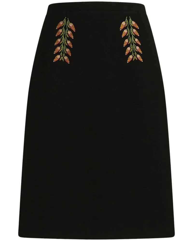 Etro Bleistiftrock mit Blumenstickerei - Schwarz Schwarz