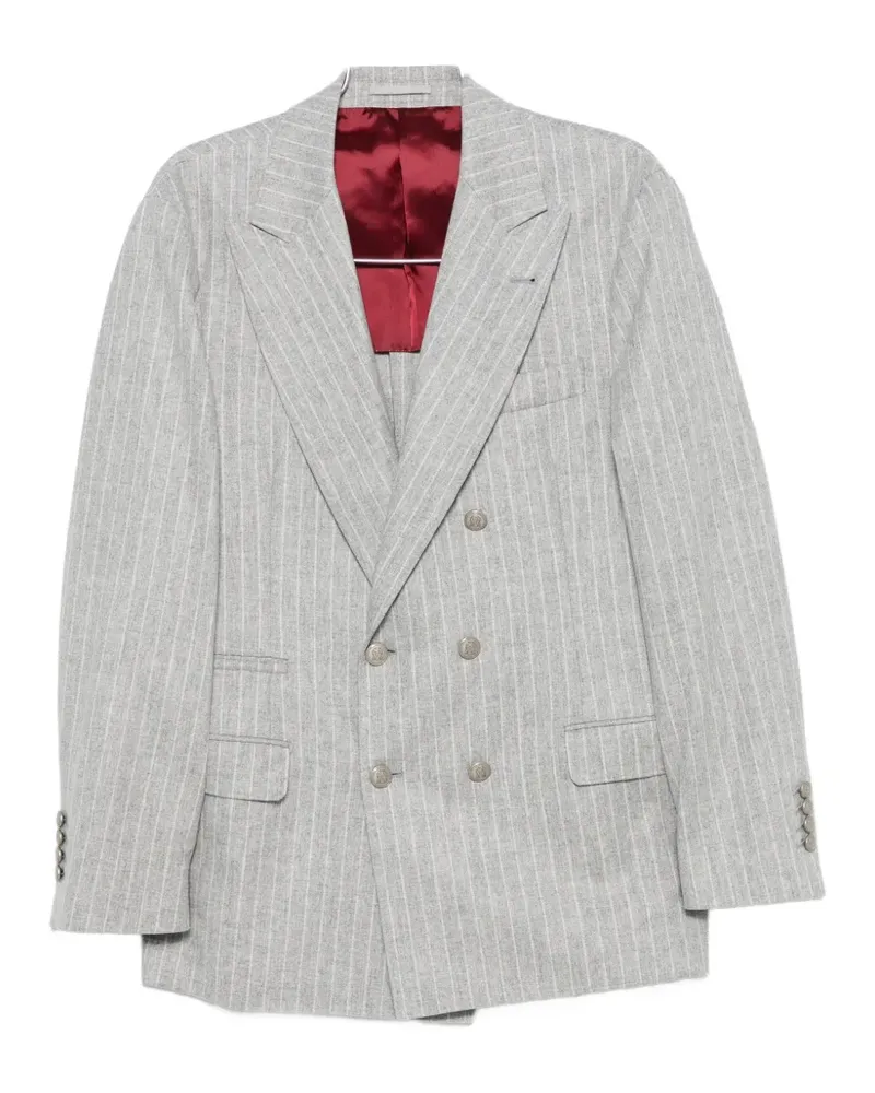 Brunello Cucinelli pinstripe-pattern double-breasted blazer - Grau Grau