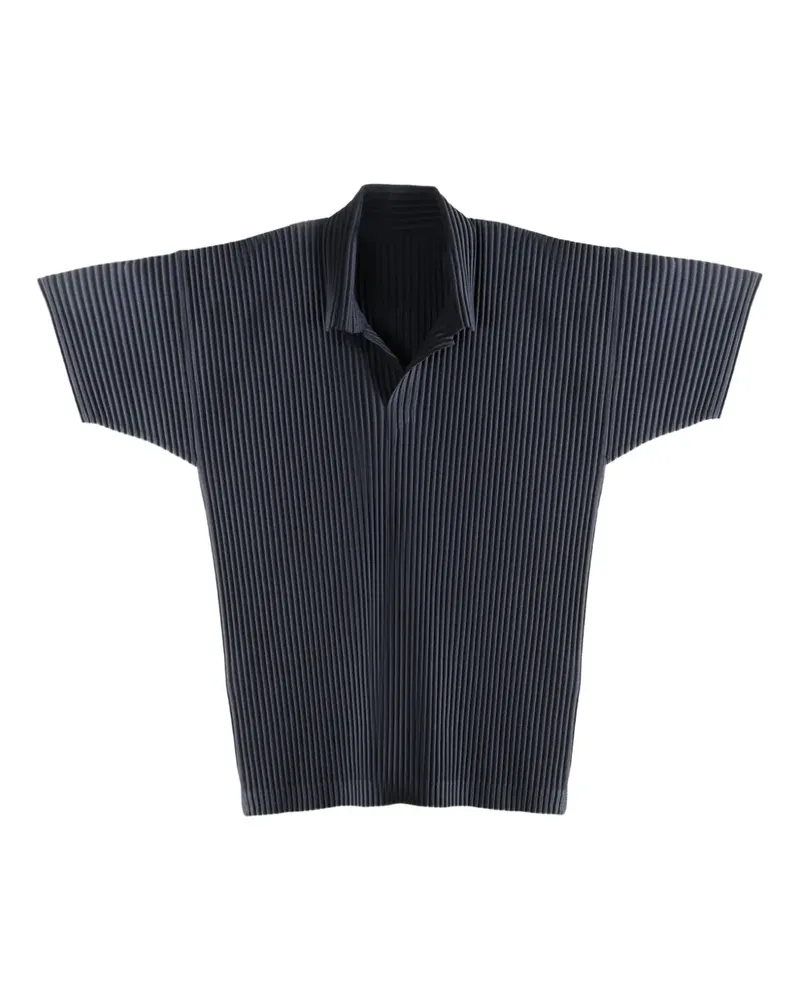 Issey Miyake pleated short-sleeve polo shirt - Blau Blau