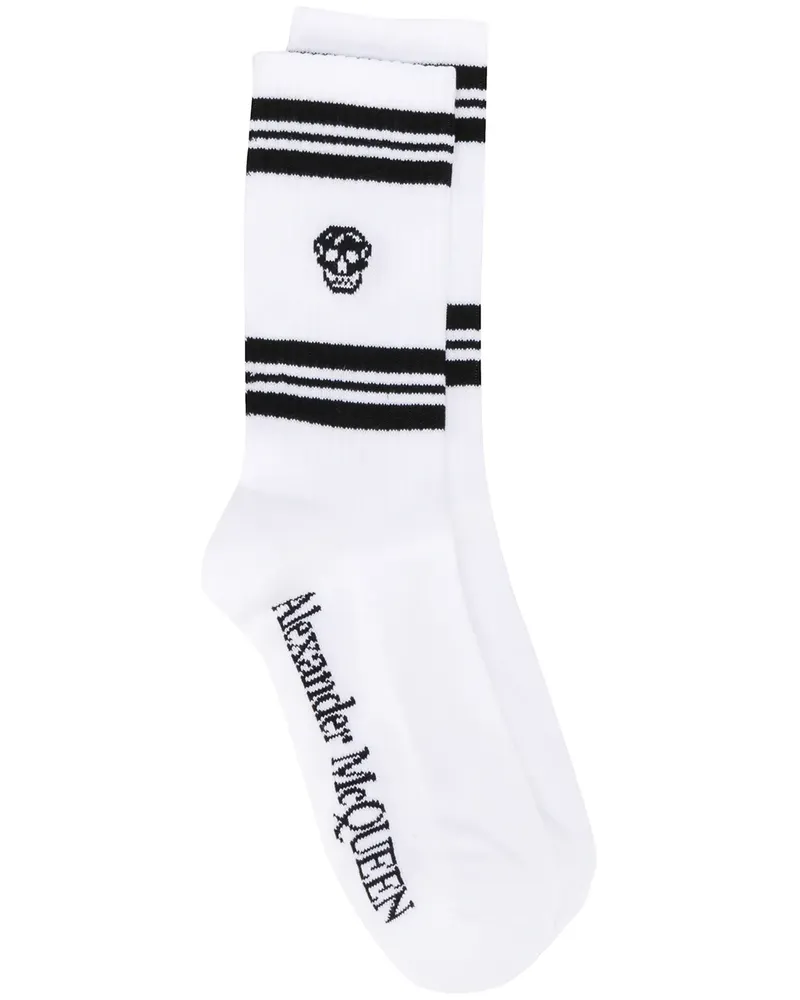 Alexander McQueen Gerippte Socken mit Totenkopf - Weiß Weiß