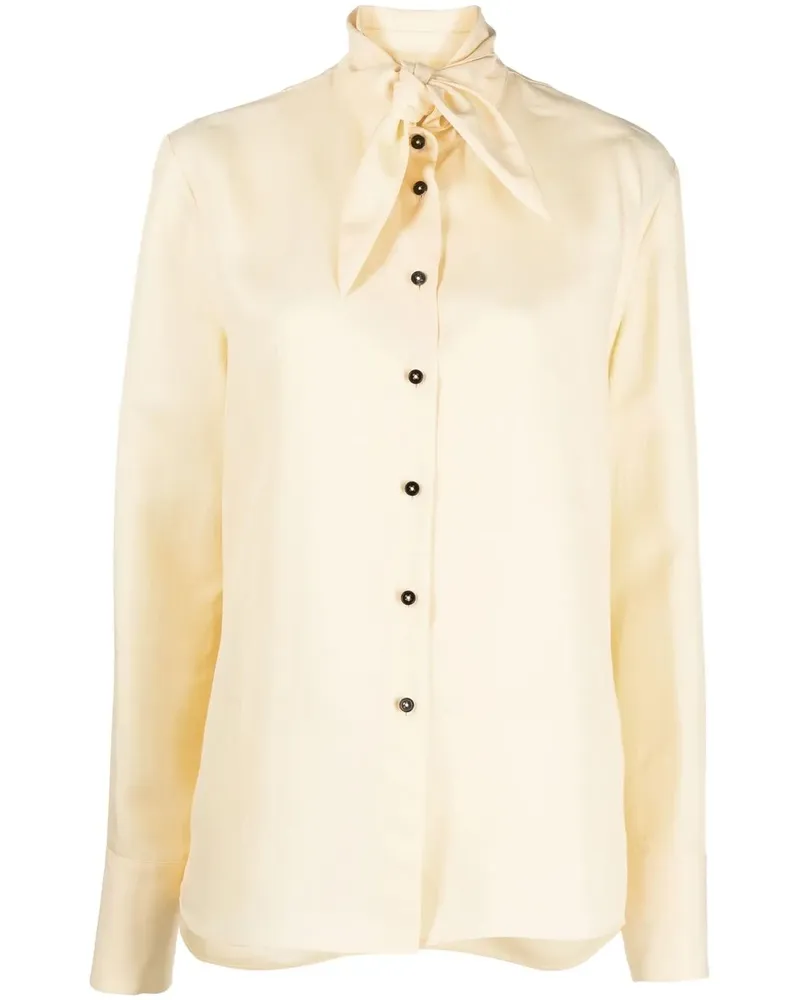 Jil Sander Bluse mit Schleifenkragen - Gelb Gelb