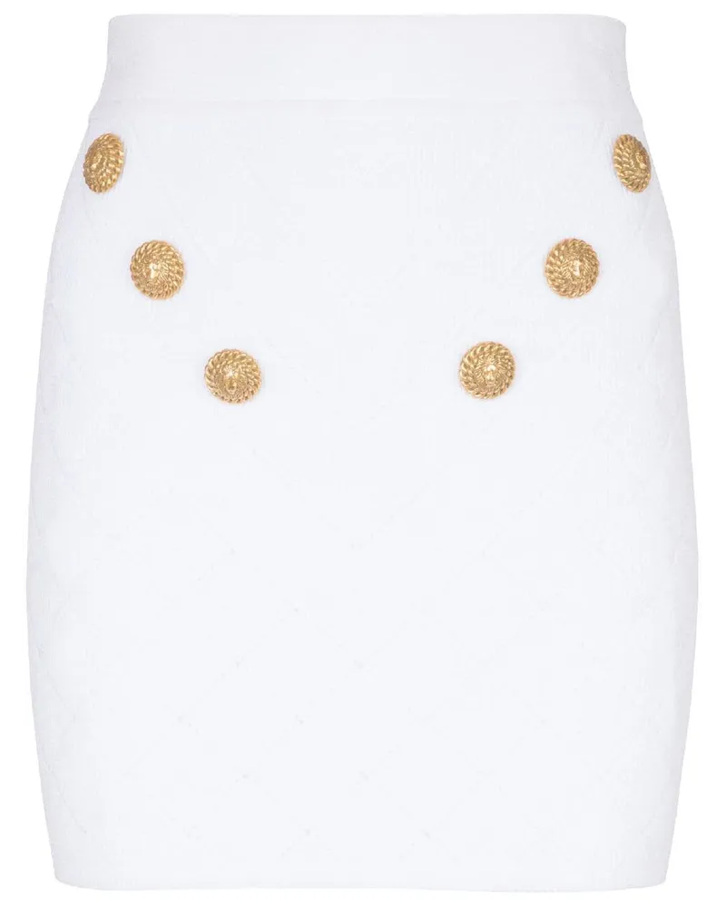 Balmain Gestrickter 6-Button Minirock - Weiß Weiß