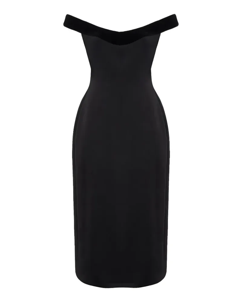 David Koma velvet-trimmed off-shoulder midi dress - Schwarz Schwarz