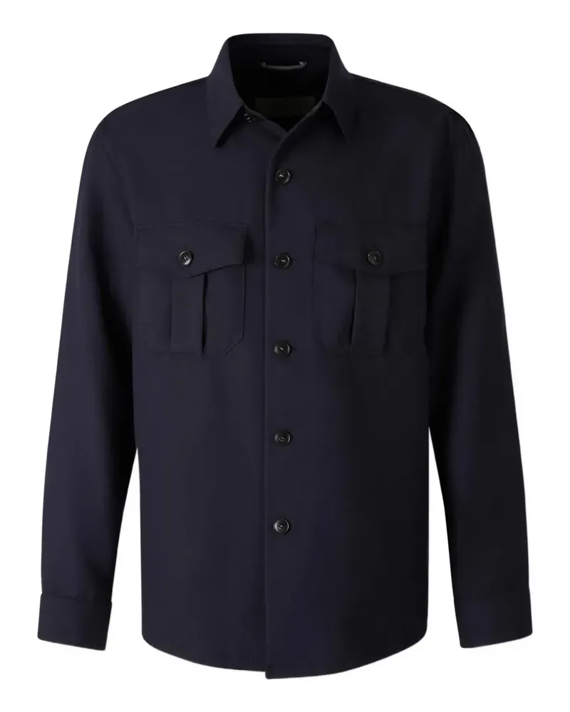 Canali Hemdjacke mit Brusttaschen - Blau Blau