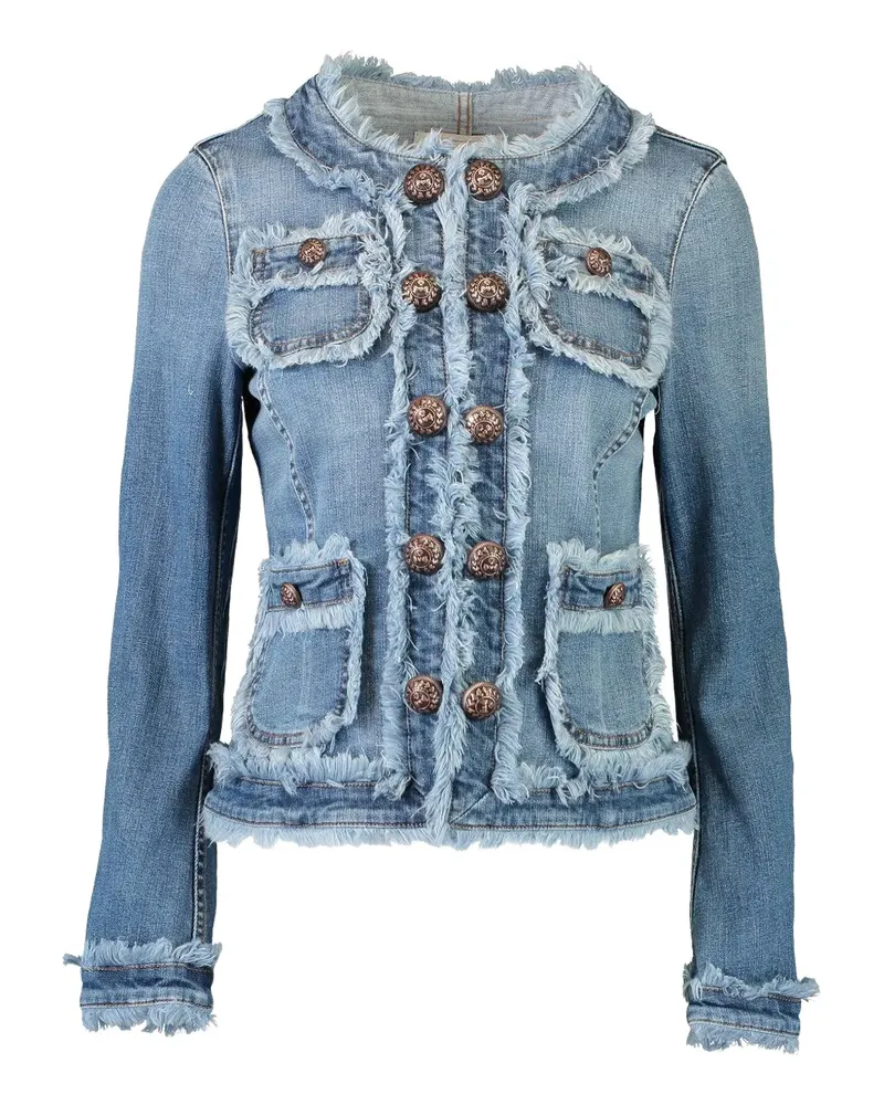 Maison Common fringed-trim denim jacket - Blau Blau