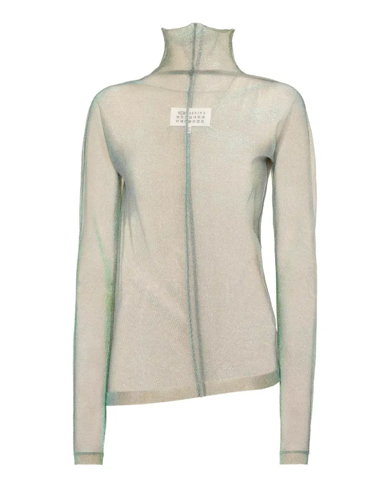 Maison Margiela Langarmshirt aus Mesh mit Schimmerstrick - Grün Grün