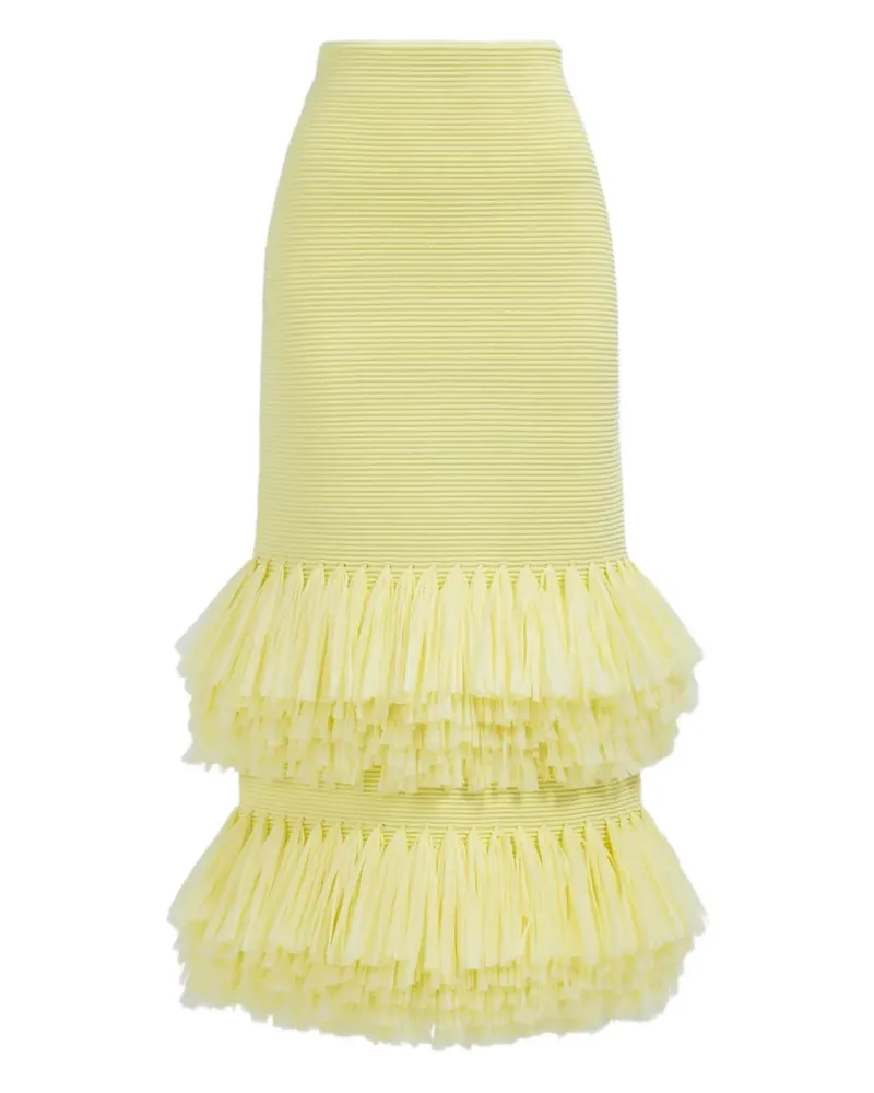 Aje. Agave raffia midi skirt - Gelb Gelb