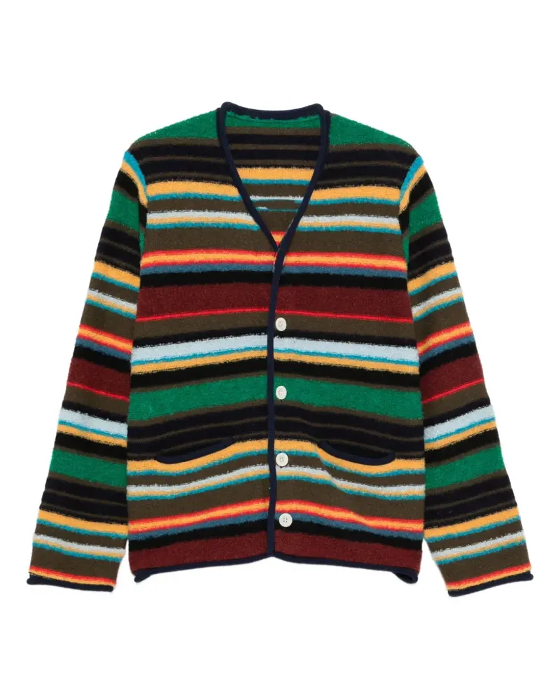 Sacai Gestreifter Cardigan mit V-Ausschnitt - Rot Rot