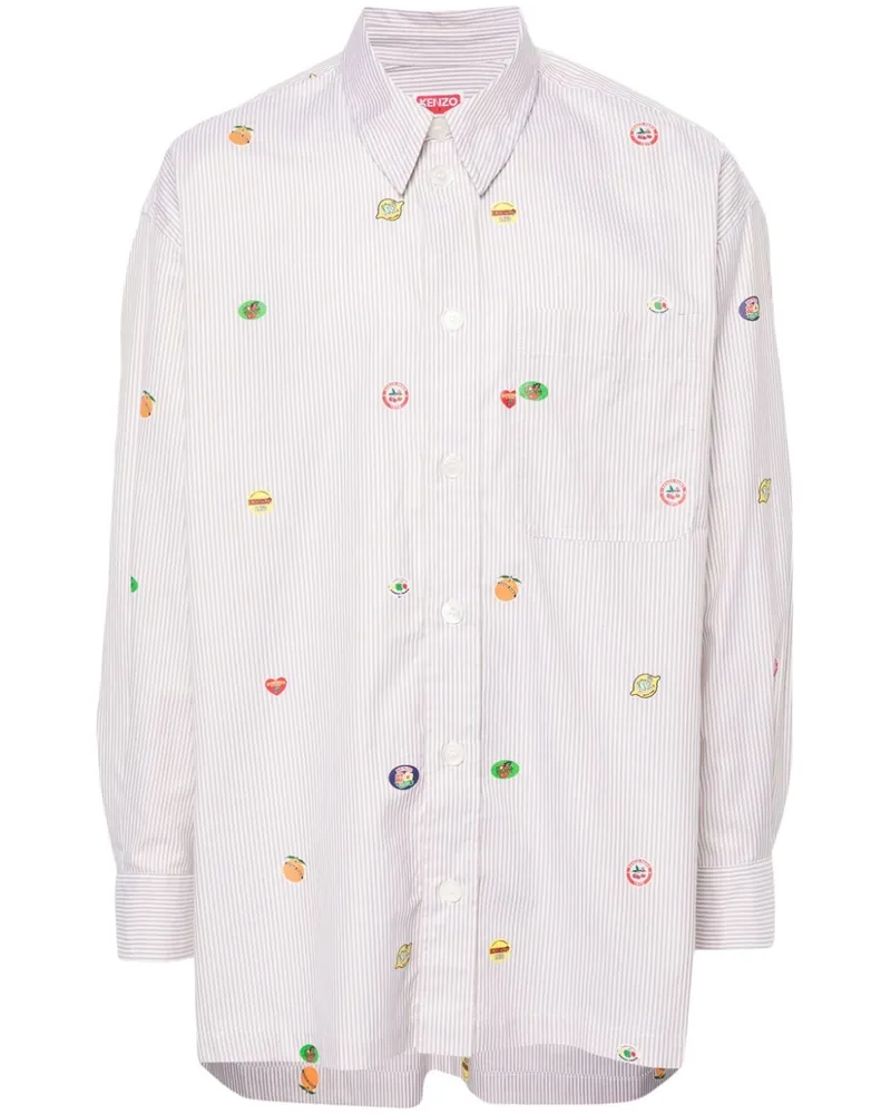Kenzo Gestreiftes Fruit Stickers Hemd - Nude Nude