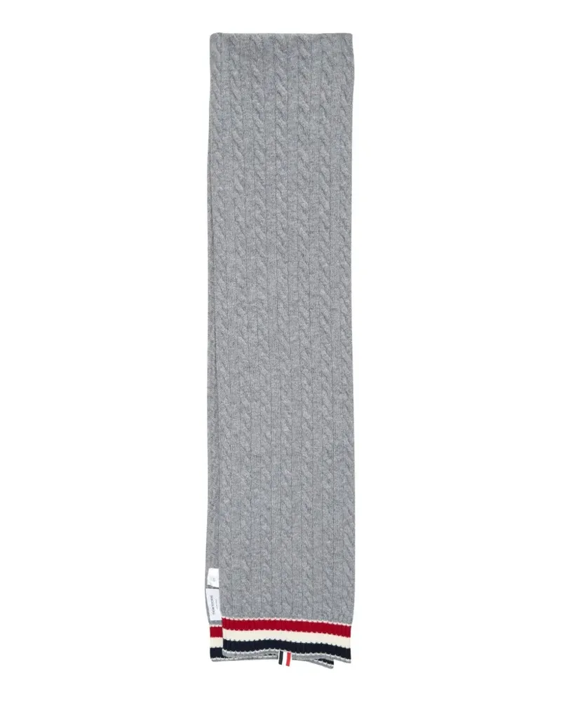 Thom Browne cable-knit striped scarf - Grau Grau
