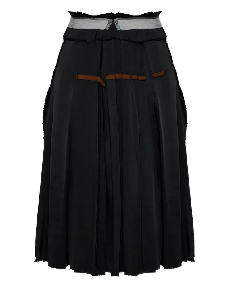 Maison Margiela pleated raw-cut midi skirt - Schwarz Schwarz