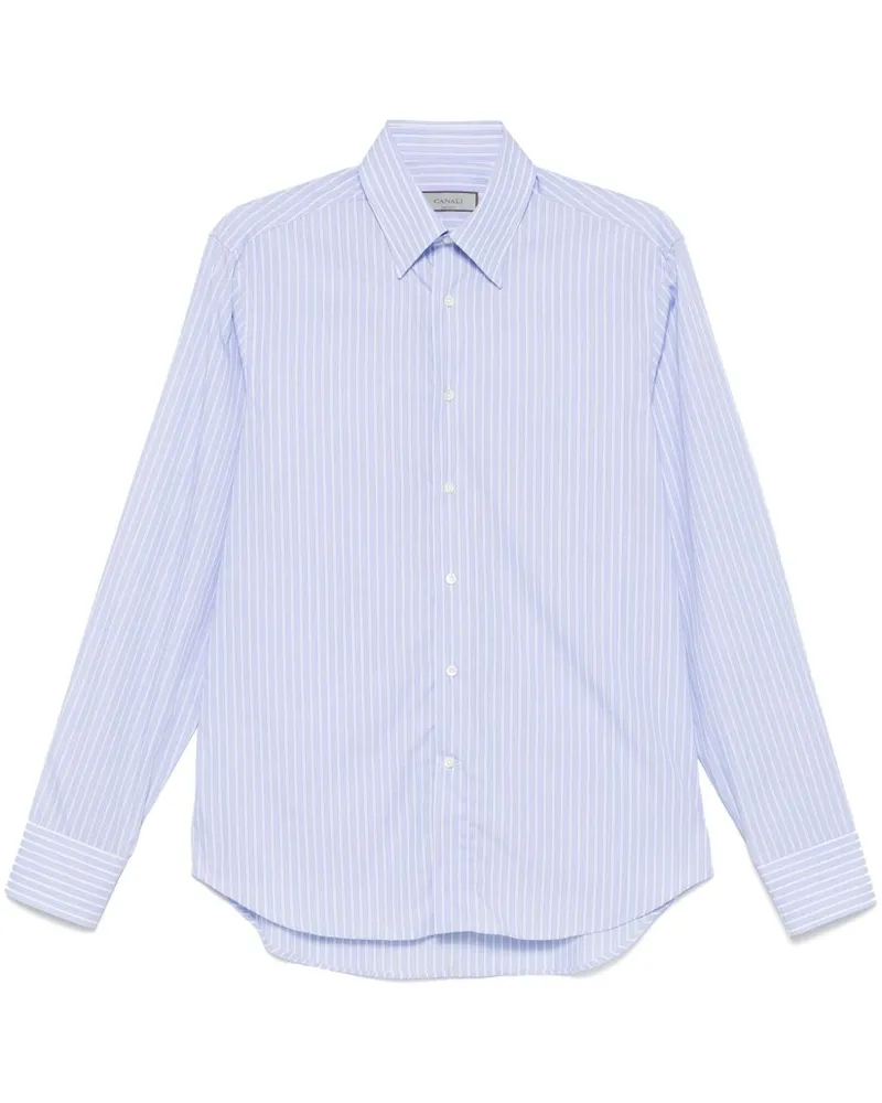 Canali Gestreiftes Hemd Blau