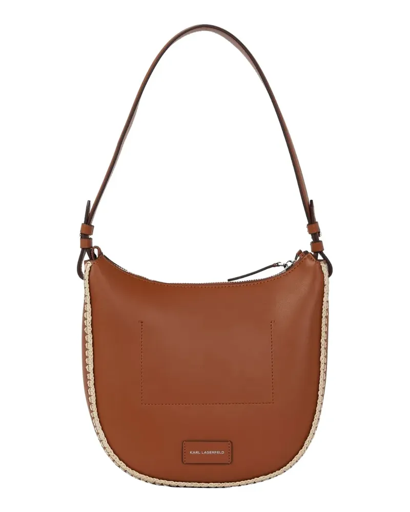 Karl Lagerfeld whipstitch logo-detail shoulder bag - Braun Braun