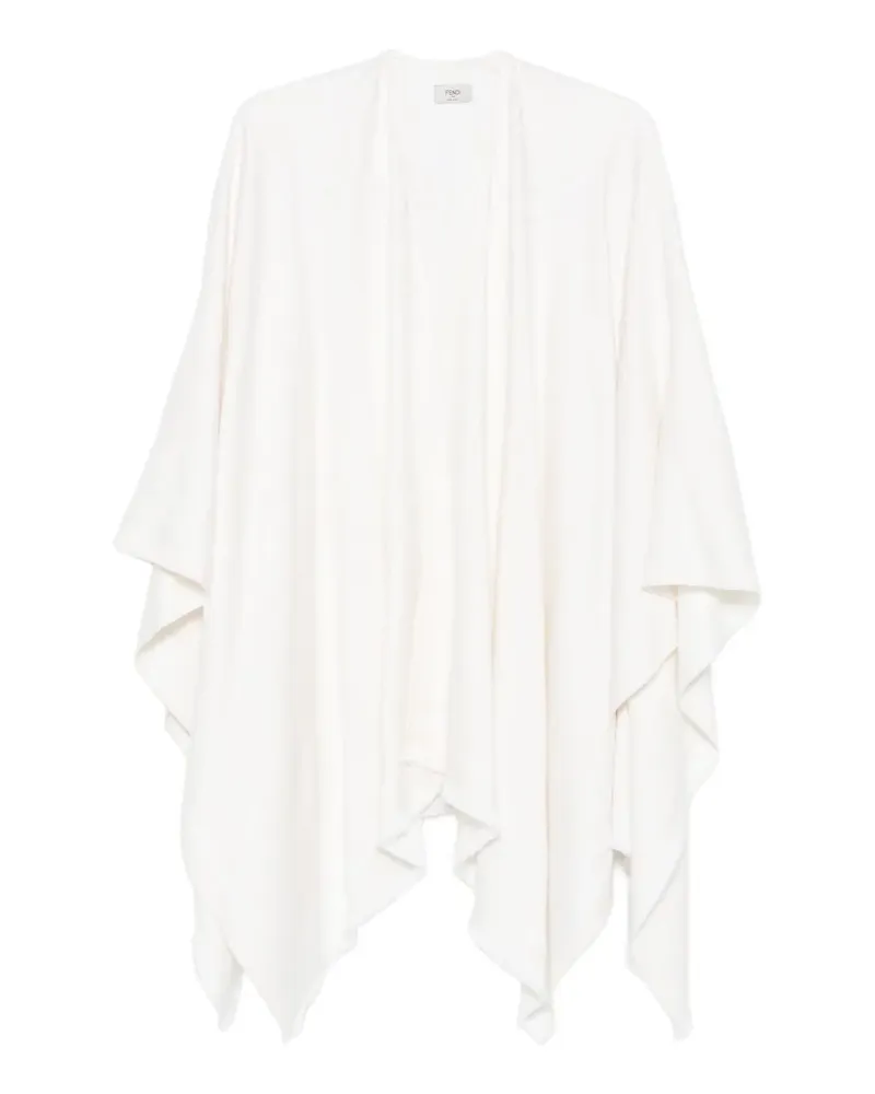 Fendi monogram-jacquard fringed poncho - Weiß Weiß