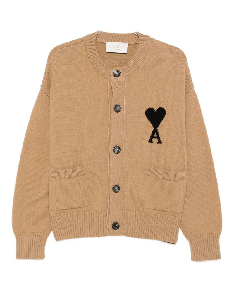 AMI Paris Cardigan mit Herz-Logo - Nude Nude