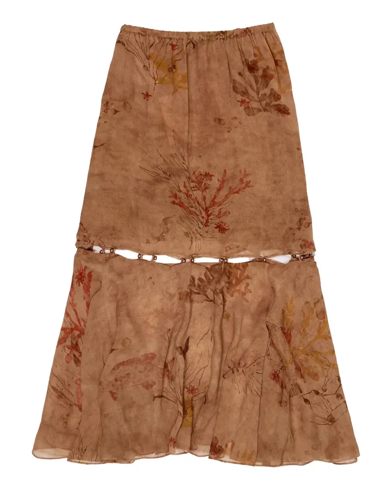 BIMBA Y LOLA floral cutout midi skirt - Nude Nude