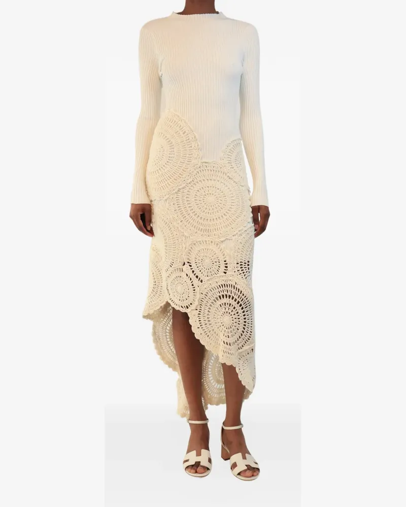 Aje. ribbed crochet-knit midi dress - Nude Nude