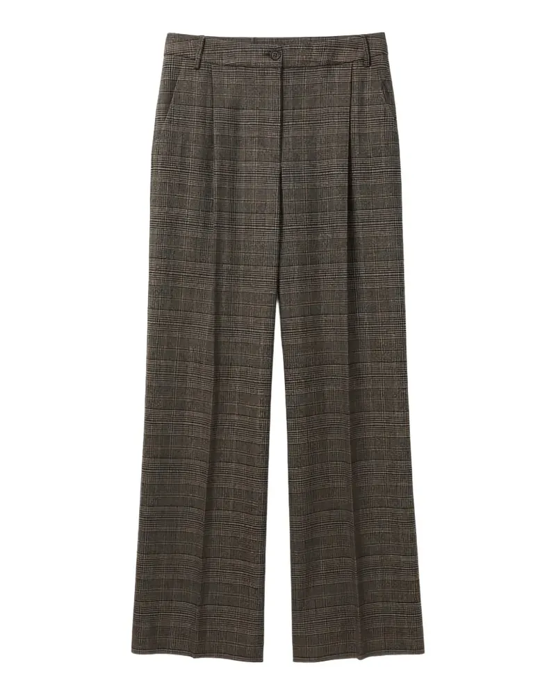 Purotatto Prince of Wales check pleated trousers - Braun Braun