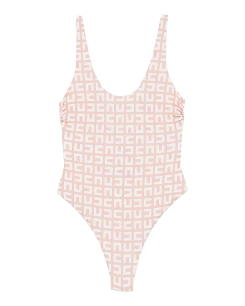 Elisabetta Franchi monogram-print scoop-neck swimsuit - Nude Nude