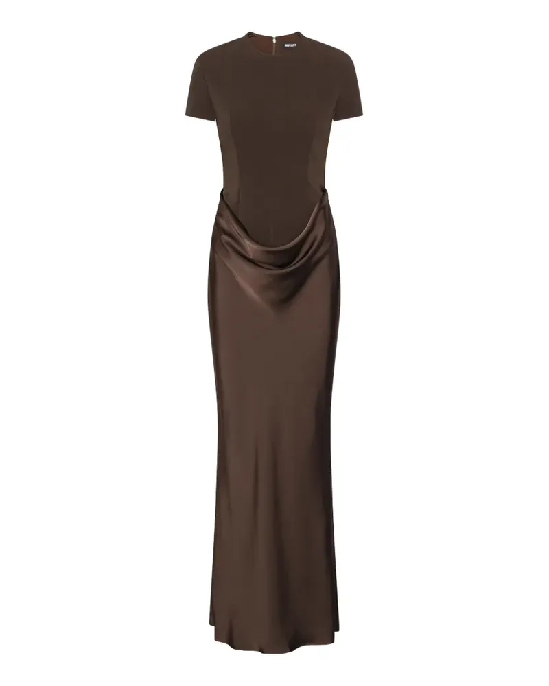 ROTATE Birger Christensen capsleeve draped maxi dark brown - Braun Braun
