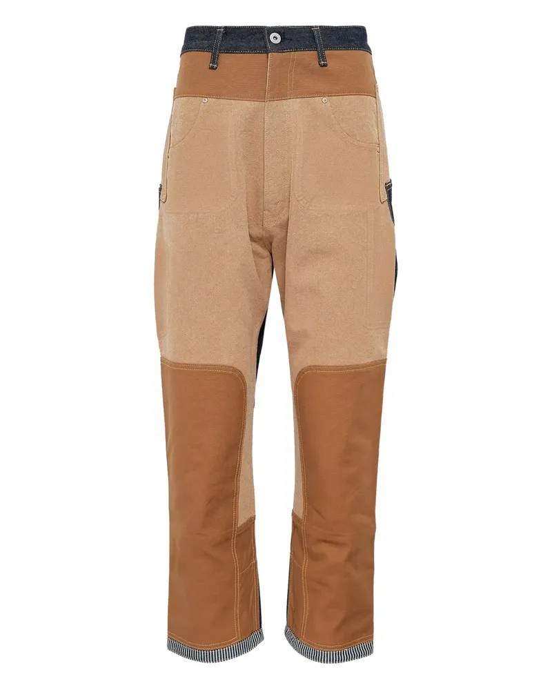 Junya Watanabe patchwork canvas jeans - Braun Braun