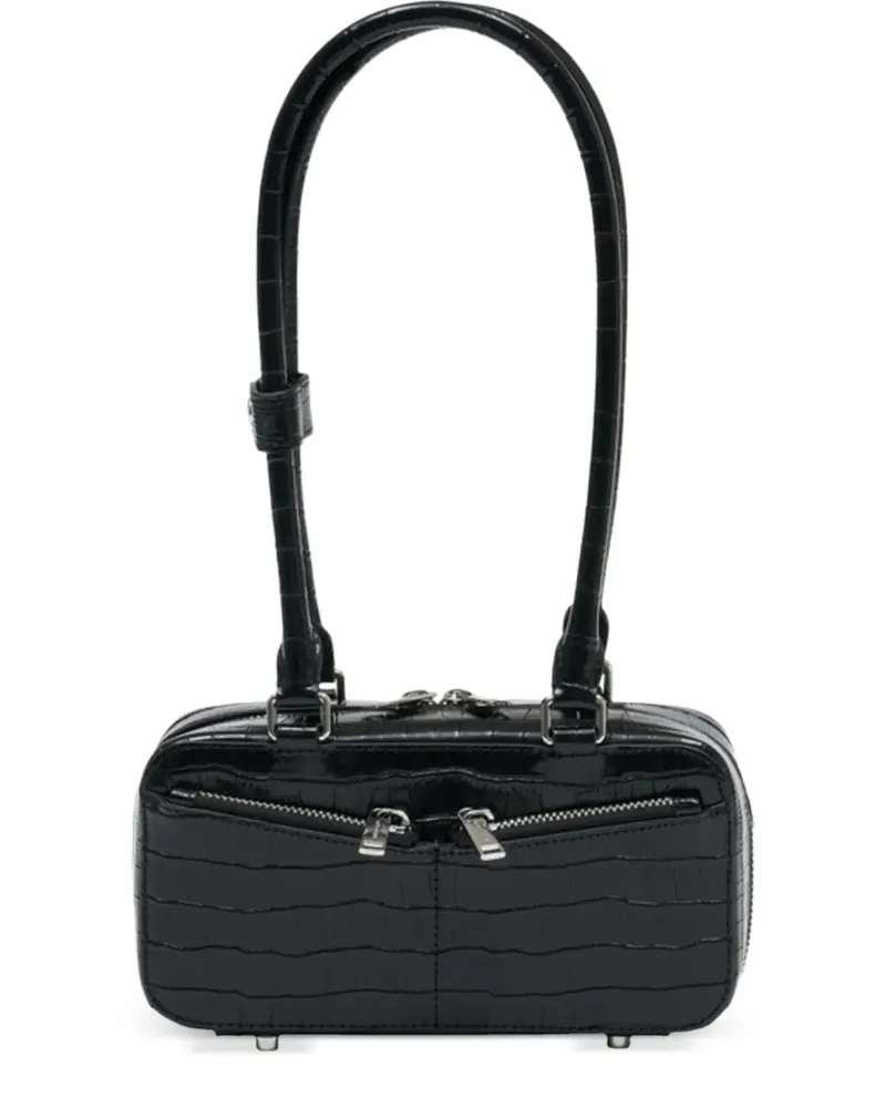 Self-Portrait Schultertasche mit Kroko-Effekt - Schwarz Schwarz