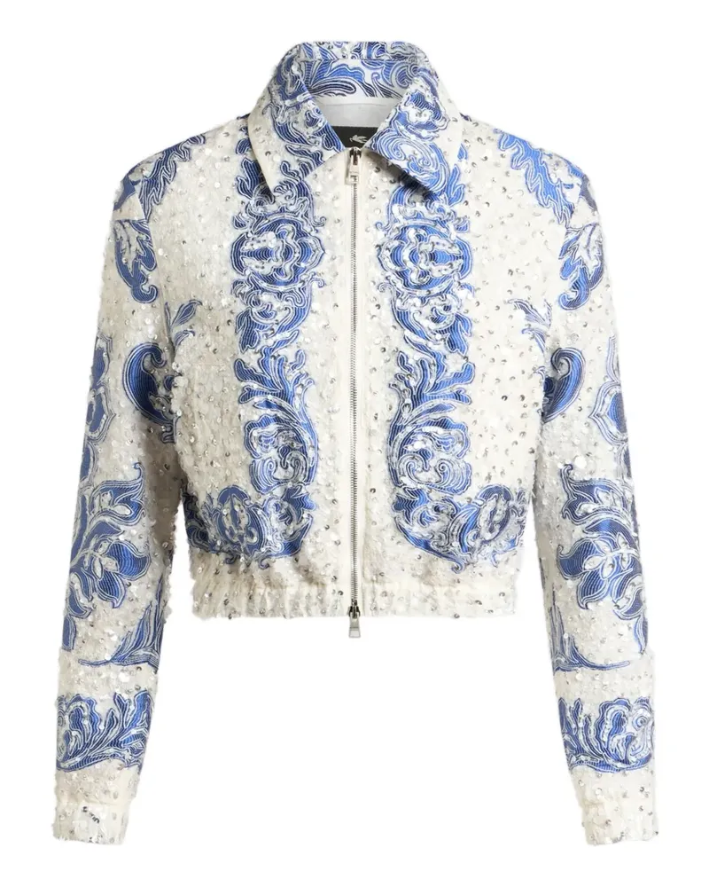 Etro Bomberjacke mit Pailletten - Weiß Weiß