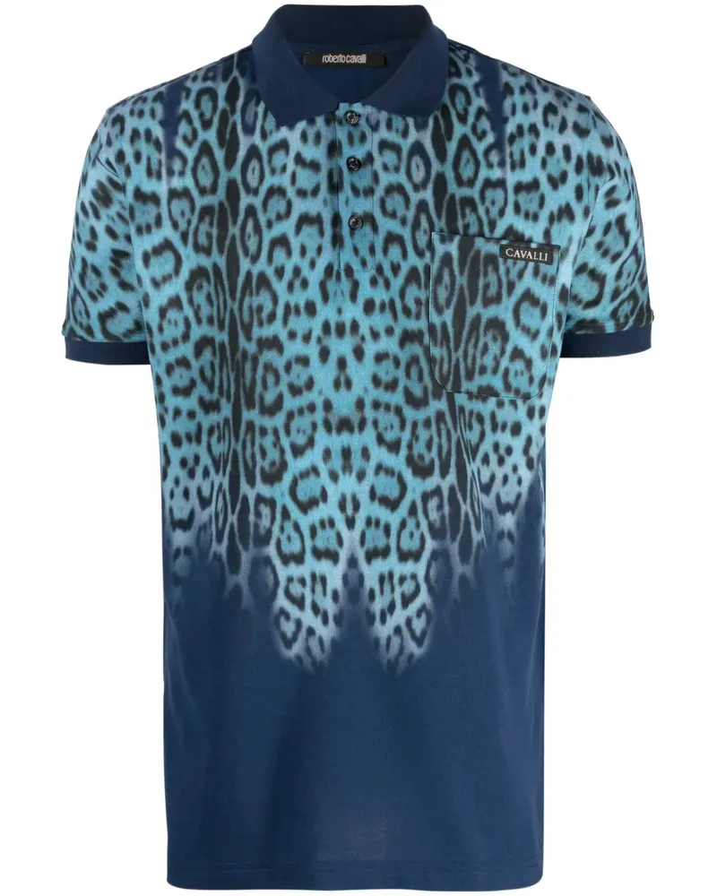 Roberto Cavalli Poloshirt mit Leoparden-Print - Blau Blau