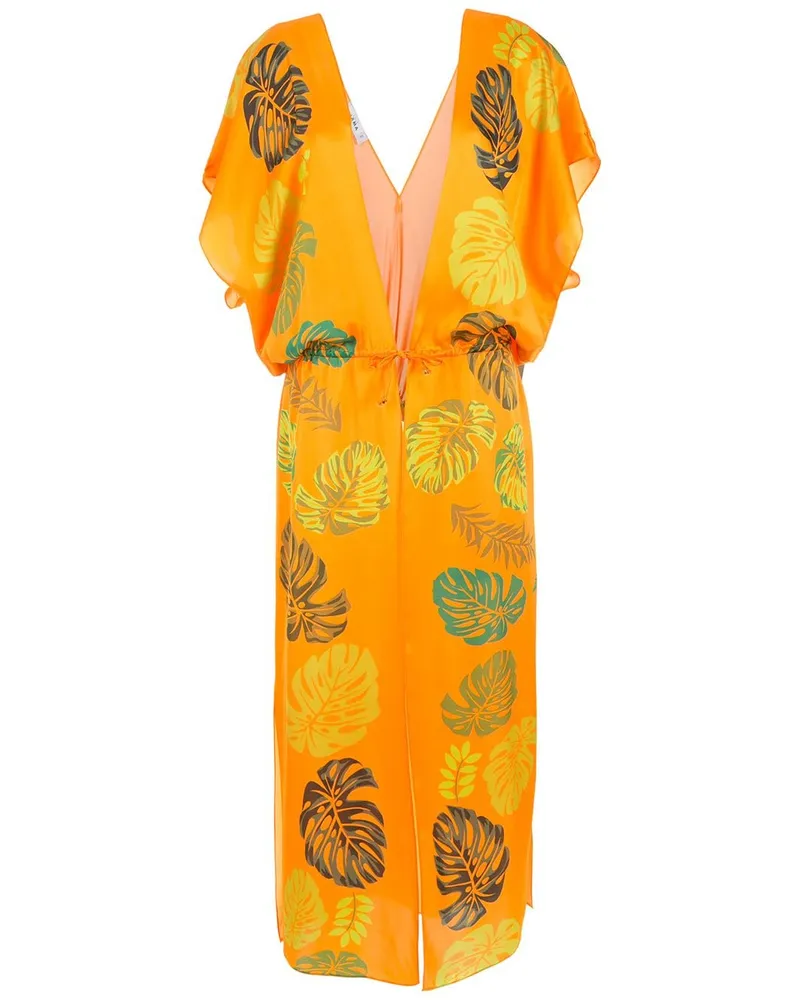 Amir Slama Strandkleid mit Palmblatt-Print - Orange Orange