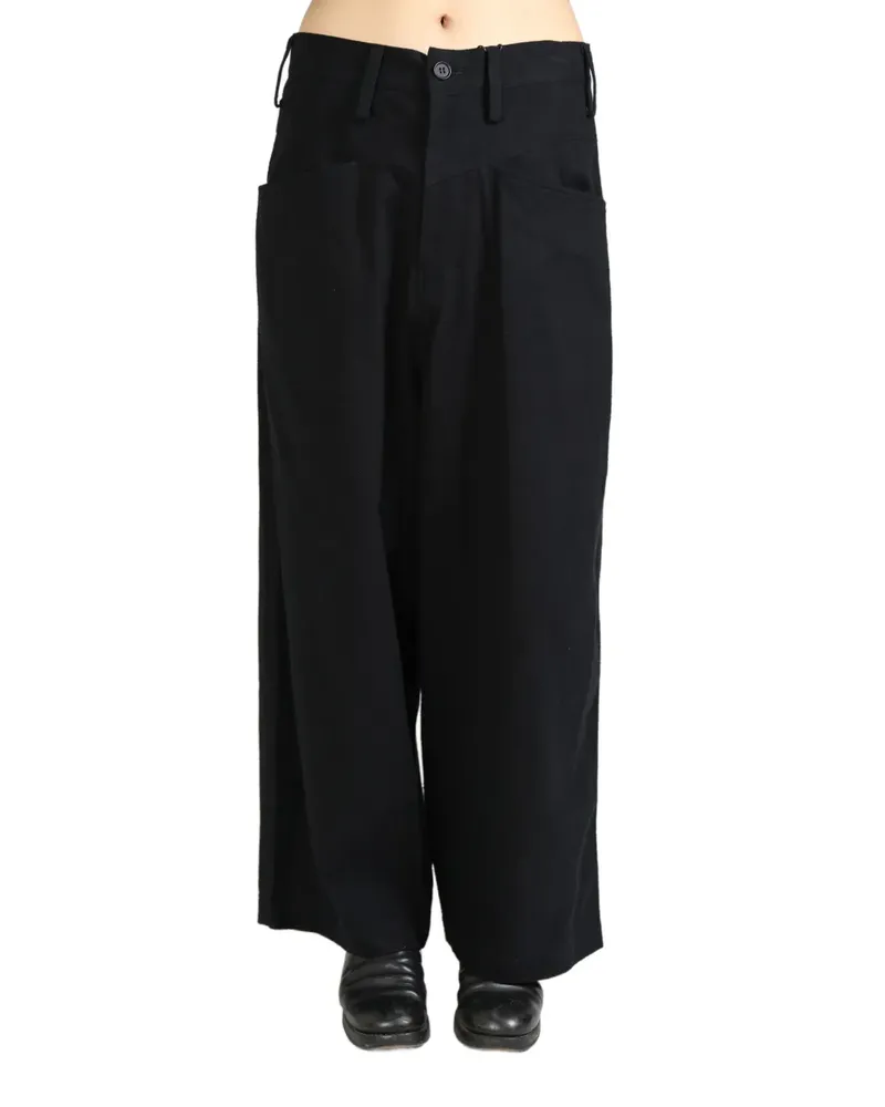Yohji Yamamoto cotton straight-leg trousers - Schwarz Schwarz