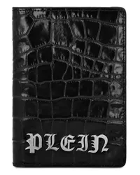 Philipp Plein Gothic Plein Pass-Etui mit Kroko-Prägung Schwarz