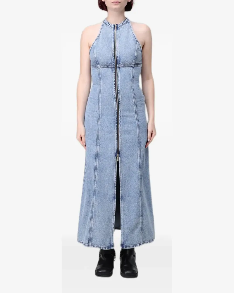 Armani Exchange zip-up halterneck maxi dress - Blau Blau
