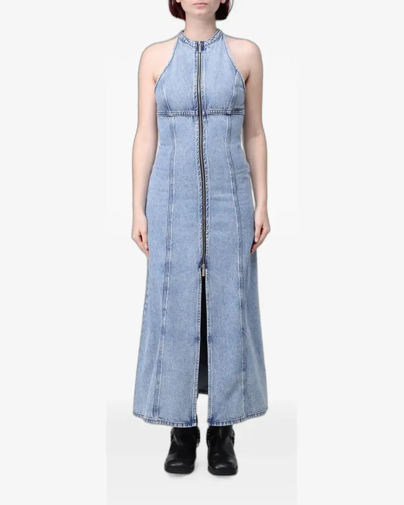 Armani Exchange zip-up halterneck maxi dress - Blau Blau