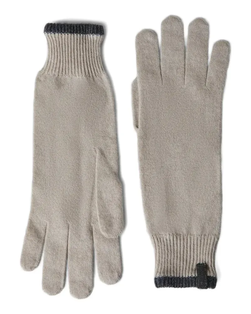Brunello Cucinelli contrast-trim gloves - Nude Nude