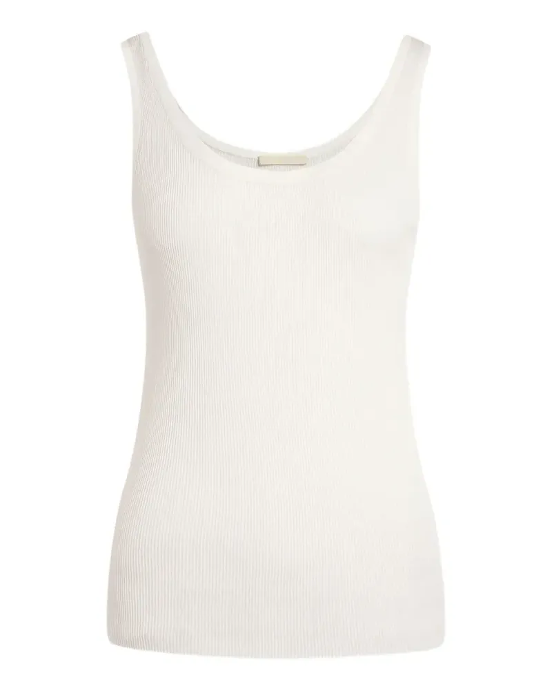 12 STOREEZ Lattice ribbed tank top - Weiß Weiß